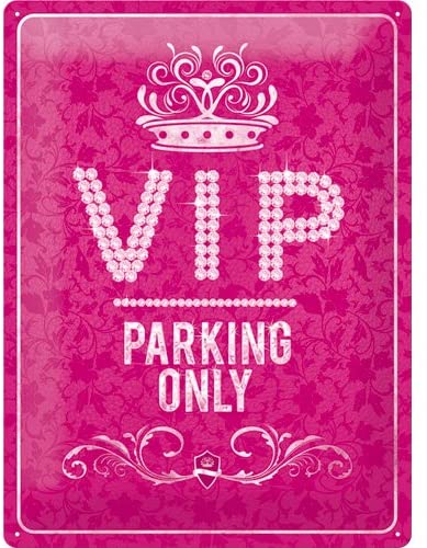 CARTEL 30 X 40 cm VIP PARKING ONLY ROSA